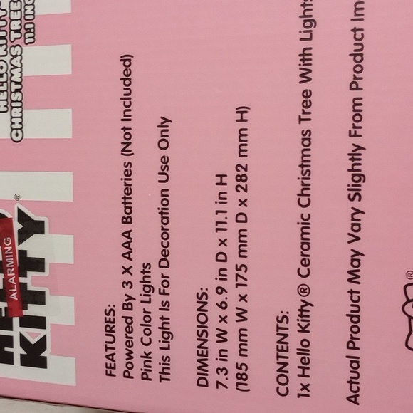 New/Sealed box Hello Kitty Pink Ceramic Pink color lights Christmas Tree 11.1" - Picture 7 of 8